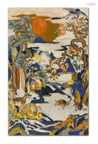 CHINESE KESI EMBROIDERY TAPESTRY OF MOUNTAIN VIEWS QI…