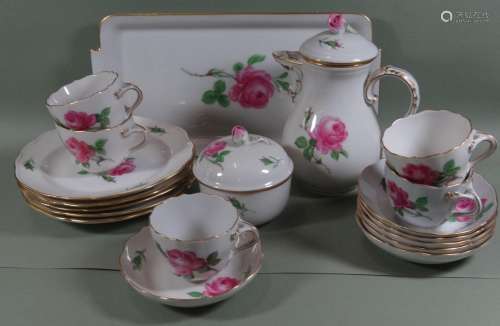 Mocca-Service "Meissen" rote Rose