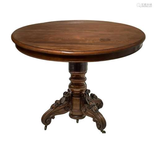 Extendable oval table in mahogany wood, four-spoke foot