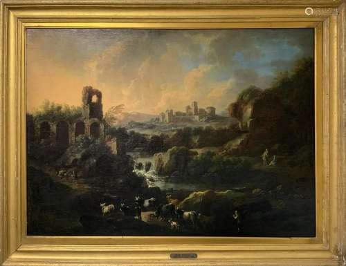 Johann Heinrich Roos Landscape with ruins, waterfalls