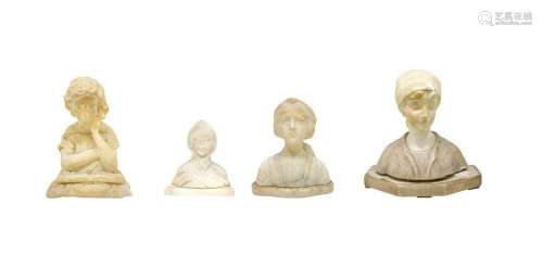 Group of n. 4 halfbody in white marble