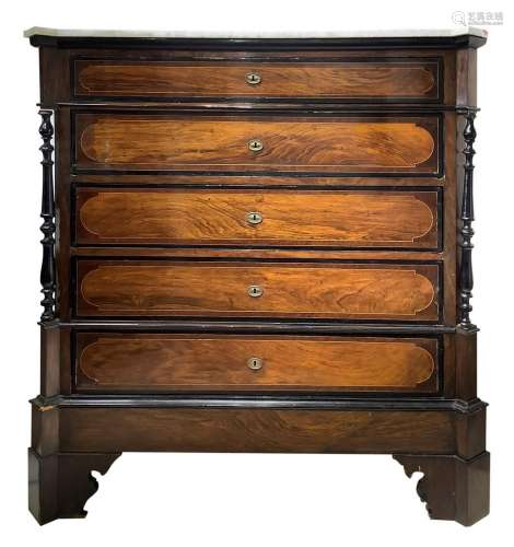 Five drawer chest of drawers, Sicily