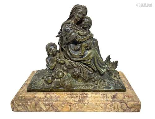 Bronze depicting Virgin Mary with child and St.