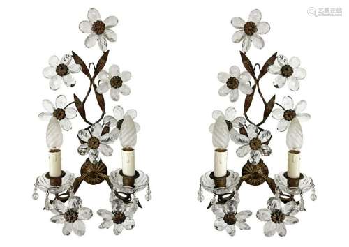 Pair of double-light brown brass applique