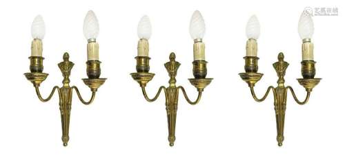 N. 3 Applique with two lights in golden brass, empire