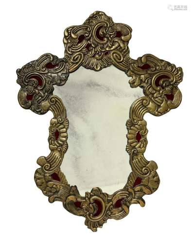 Mirror with wooden frame covered with grossed silver