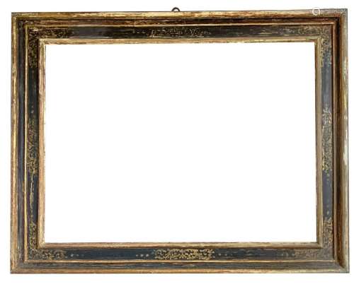 Lacquered and golden wood frame with garlands