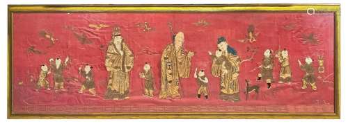 Silk tapestry with characters, China
