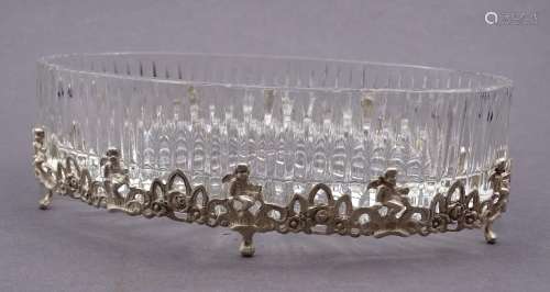 Glasschale mit 835er-Silbermontur, 13,3x10,5x4,8 cm
