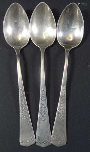 3x Jugendstil-Teelöffel, Silber-800-