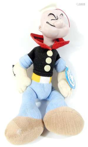 Popeye-Stofffigur mit Etikett, Kunststoffkopf, von Powco, H....