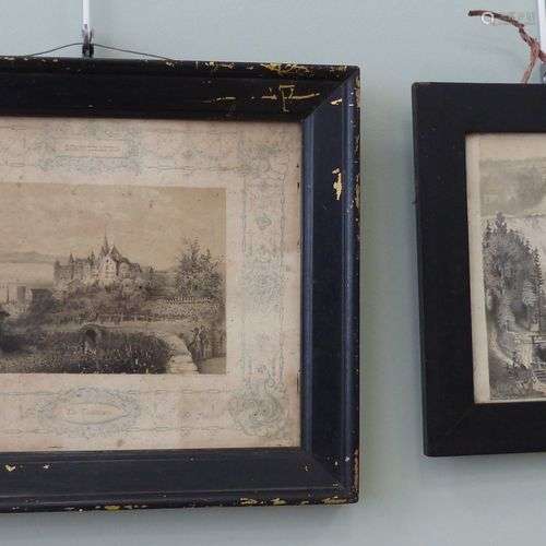 Deux gravures par Welter : NEUCHATEL, Le Château, et Vue d'a...