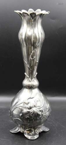 Jugendstil-Vase, WMFB as, florales Reliefdekor der Zeit