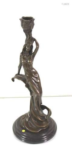 figürlicher Leuchter nach Milo(1955), Bronze auf Marmor