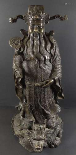 grosse Bronze, buddhistische Gottheit mit Drachenkopf, China