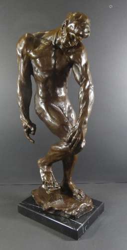 Auguste RODIN (1840-1917) "Adam" grosse Bronze auf...