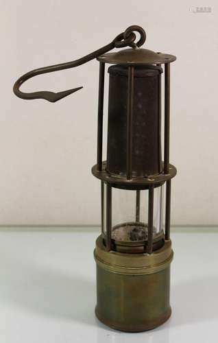 Bergbaulampe, Messing, ca. H-30cm.