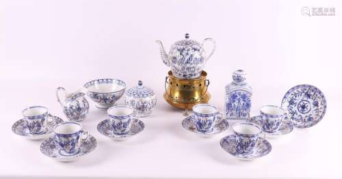 A white porcelain tea service fragment with blue Saxon decor...