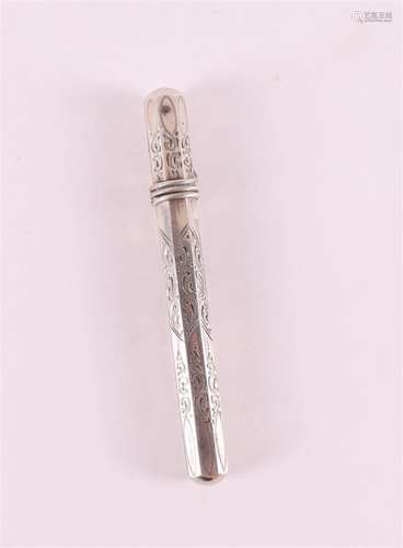 A second grade silver needle case with screw cap, Wed.B.V.Sl...