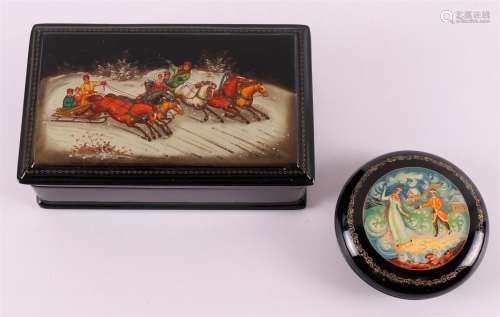 Two various Russian lacquer boxes, 20th century.