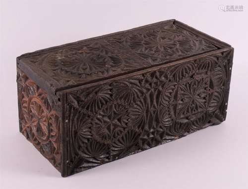 A rectangular wooden folk art box, 19th century.