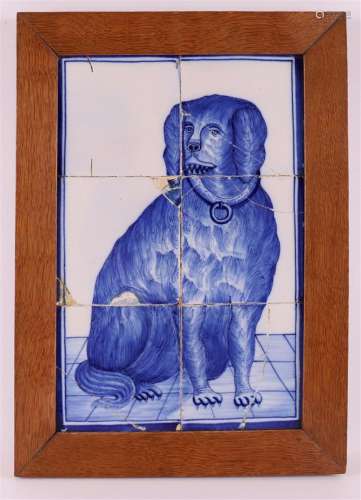 A six-pass tile tableau depicting a dog, Friesland 19th cent...