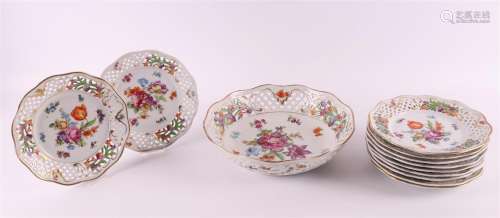 An ajour porcelain fruit set, Germany, 20th century.