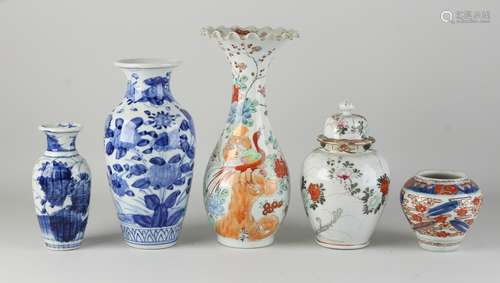 Five antique Japanese vases