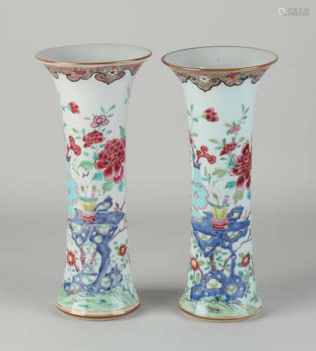 Two Family Rose vases, H 24 cm.