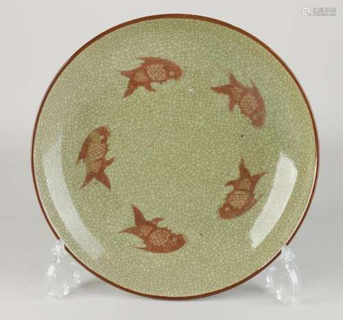 Chinese celadon plate Ã˜ 25 cm.