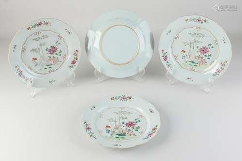 Four Chinese plates Ã˜ 23 cm.