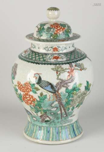 Chinese Familie Verte vase, H 38 cm.