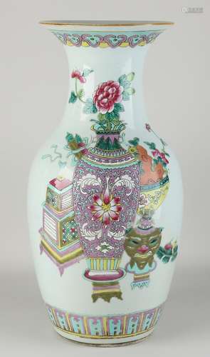 Chinese Family Rose vase, H 43 cm.