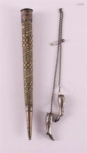 A silver knitting needle holder 19th century.