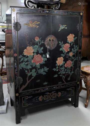 A Chinese lacquer two-door cabinet, 20th C.