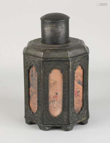 Chinese tin tea caddy