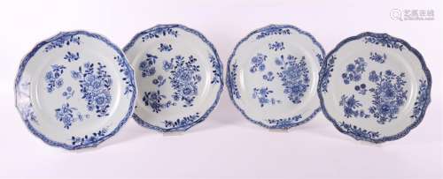 Four outlined porcelain plates, China, Qianlong 18th century...