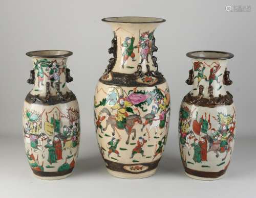 Three Chinese Cantonese vases
