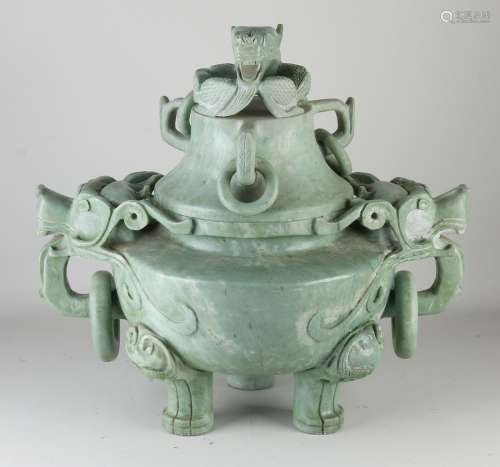 Large Chinese incense burner with lid