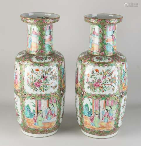 Two Cantonese vases, H 45.5 cm.