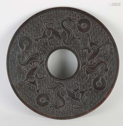 Jade carved medallion Ã˜ 30 cm.