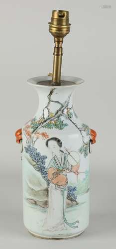 Chinese Family Rose vase as lamp base