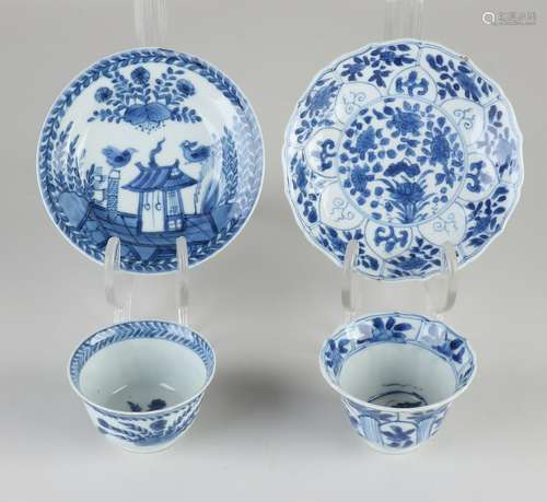 Two Chinese cups/saucers, 18th century