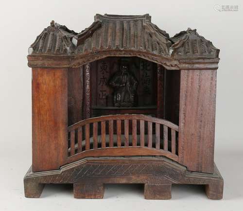 Antique Chinese altar cabinet with Buddha