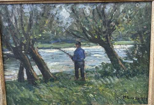 Helmut LIESEGANG, 1912 (1858-1945) "Der Angler", Ö...