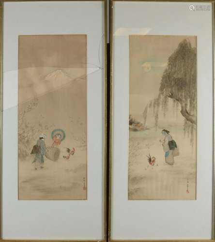 Two Chinese gouaches on silk