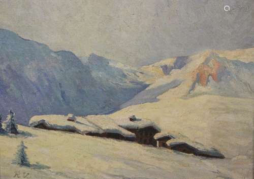 Monogrammist "R.V.", Winterlandschaft, um 1930, Öl...