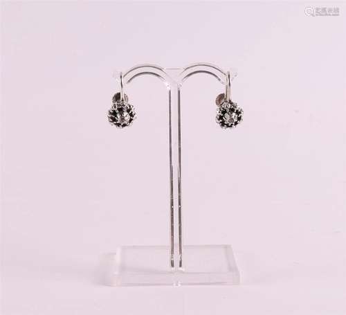 A pair of 2nd grade 835/1000 silver ear studs with rose cut ...