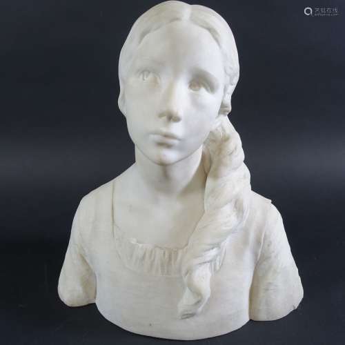 BOUCHER Alfred (1850-1934) : Buste de Jeanne d'Arc enfant. B...