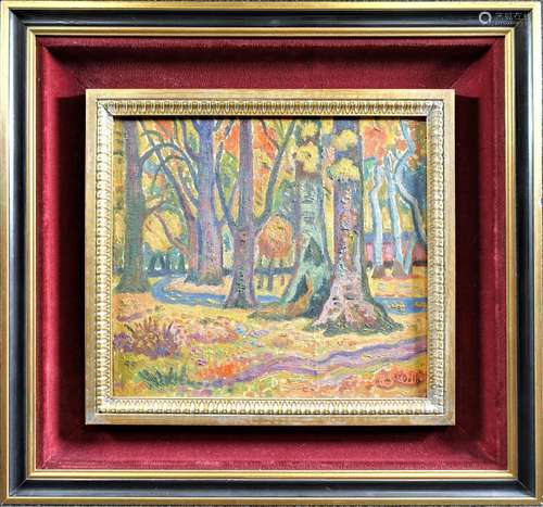 de SAINT DELIS Henri (1878-1948) : Sous-bois fauve. H. s. P....